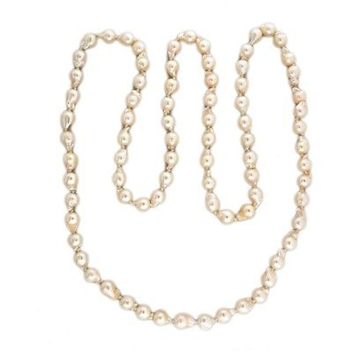 Vintage 34 In Long 7.5mm Japanese Akoya Baroque Cultured Pearl Endless Necklace