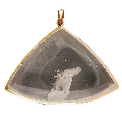 Vintage Estate 75.00ct Twin Manifestor Quartz Crystal 18k Yellow Gold Pendant
