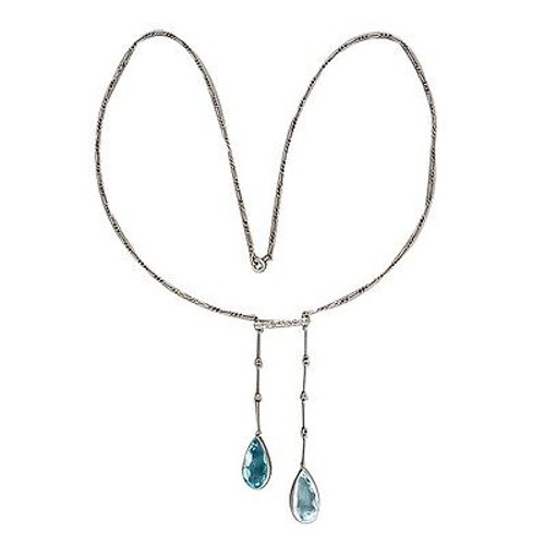 Art Deco 18.00ct Pear Aqua Double Platinum Rose Cut Diamond Drop Pendant