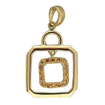 Vintage 14k Gold 8 Sided 16 Natural Fancy Yellow Diamond Pendant Hanging Center 