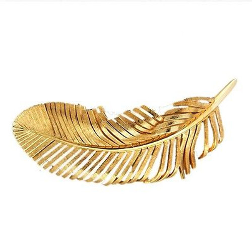 Vintage Designer Tiffany & Co Textured 14k Gold Feather Pin Set Germany Jbc
