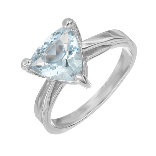 2.00 Carat Trillion Cut Aquamarine 14 White Gold Ring