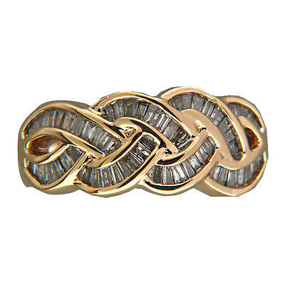 Vintage 1.00ct 59 Diamond Baguette Cut Smooth Swirl Channel Set 14k Gold Ring