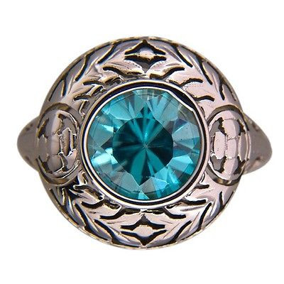 Vintage 1930s 3.05ct Bezel Blue Zircon 14k Gold Art Deco Filigree