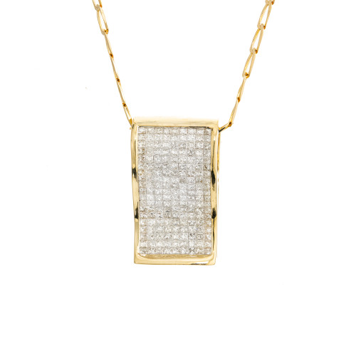 6.00 Carat Diamond Yellow Gold Ski Jump Pendant Slide Necklace