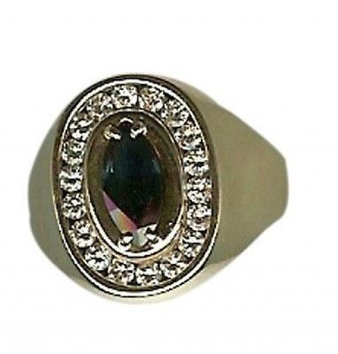 Estate 14k Gold Unique Large Marquise Blue Sapphire & Channel Set Diamond Ring