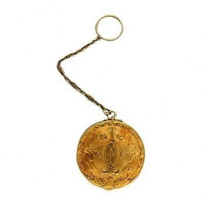 Victorian Ladies Small 2 Inch Compact Large Locket Or Pill Box 14k on a Chain