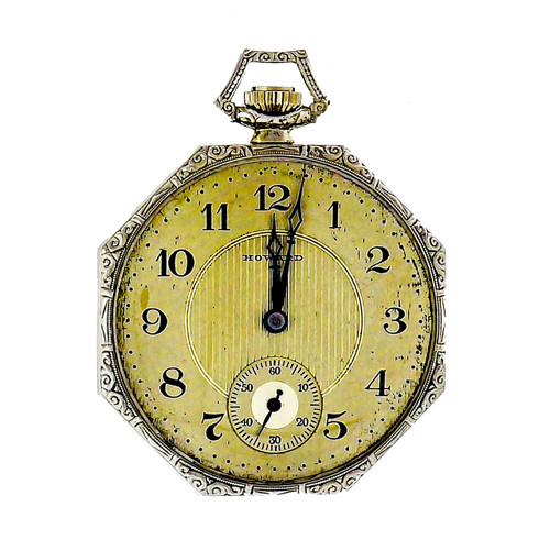 E. Howard Co Octagonal 1920 14k White Gold Pocket Watch 