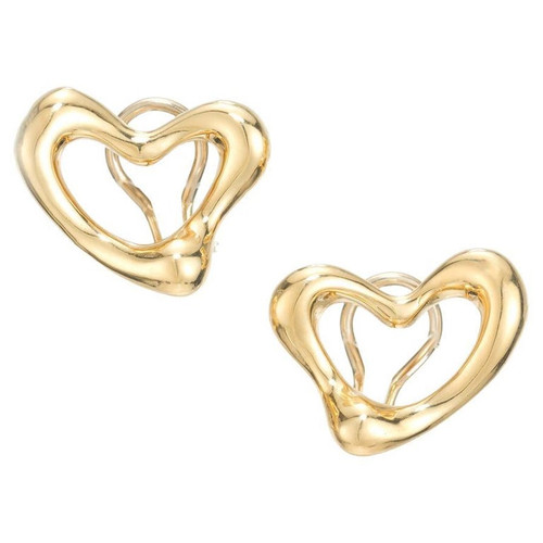 Tiffany Elsa Peretti Yellow Gold Open Heart Clip Post Earrings