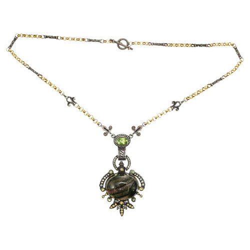 KK Wearable Sculpture Etruscan Tourmaline Diamond Silver Gold Pendant Necklace