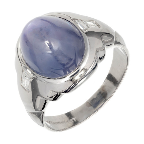 Natural Star Sapphire 6.50ct Art Deco Violet Blue Platinum Men’s Ring 1920 