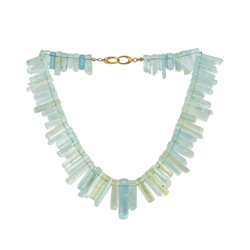 Peter Suchy 505.00ct Natural Untreated Aqua Crystal Necklace 18k Yellow Gold Catch