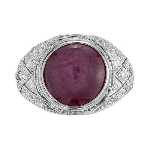 GIA Certified 5.85 Carat Natural Star Ruby Diamond Platinum Ring