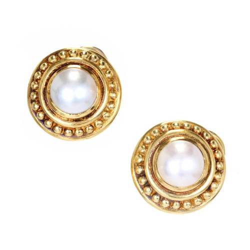 Judith Ripka Mabe Pearl Gold Clip Post Earrings