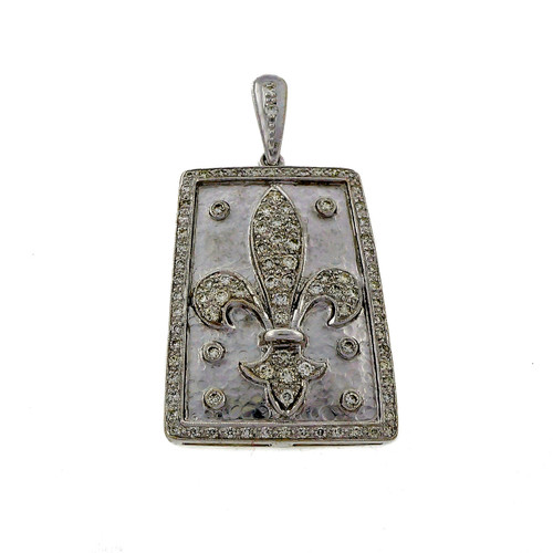 18k White Gold 1.30ct Diamond Fleurs De Lis Pendant 