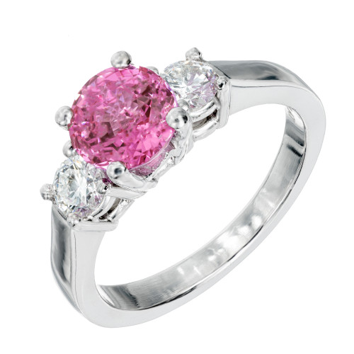 AGL Certified 1.79 Carat Pink Sapphire Diamond Platinum Engagement Ring