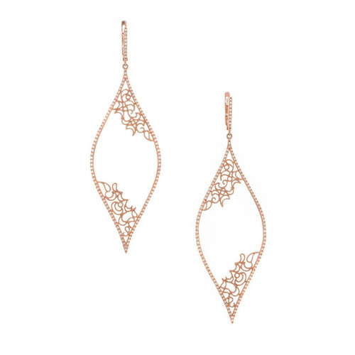 .71 Carat Diamond Micro Pave Rose Gold Dangle Earrings