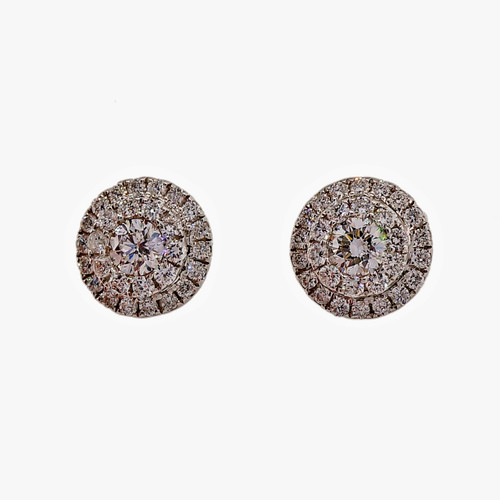 Designer Ed Cluster .53ct Ideal Cut Stud Earrings 18k White Gold 