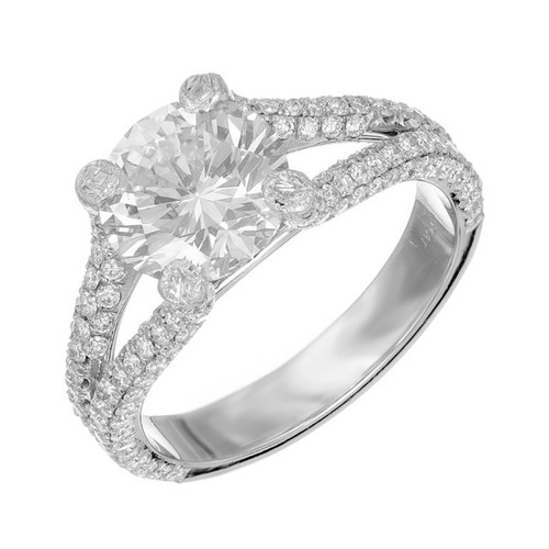 Peter Suchy EGL 2.28 Carat Diamond Split Shank Platinum Engagement Ring