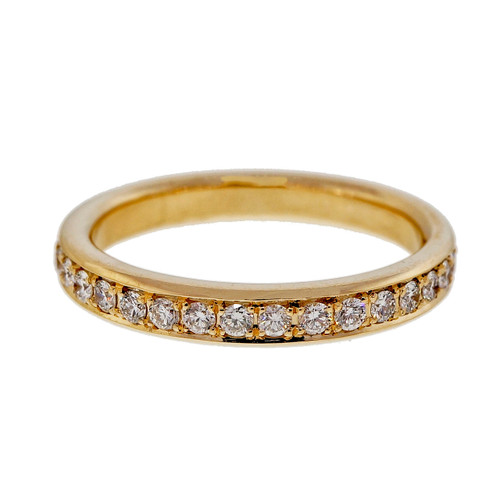 Bead Set Pave PSD 3mm Wide .58ct Diamond 14k Yellow Gold Band Ring 