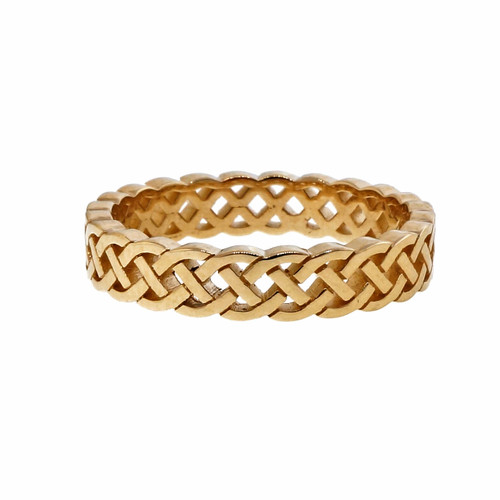 Peter Suchy Celtic Woven Open Cut Out 4mm Wide 14k Yellow Gold Wedding Band Ring PSD