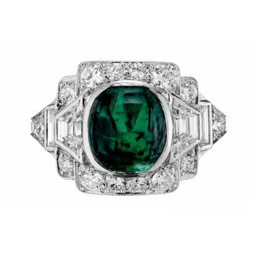 Tiffany & Co. 3.60 Carat Colombian Emerald Diamond Platinum Cocktail Ring