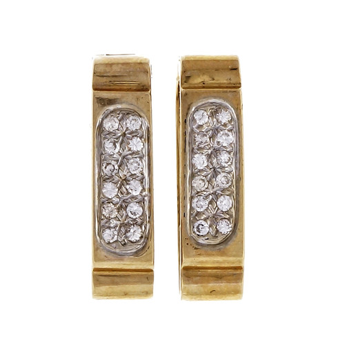 Vintage 1950 – 1960 Hinged Hoop 14k Yellow Gold .72ct Diamond Earrings 