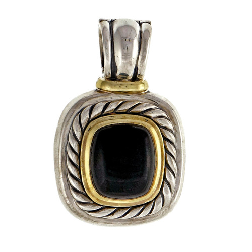 David Yurman Silver & 14k Black Onyx Albion Enhancer Pendant 