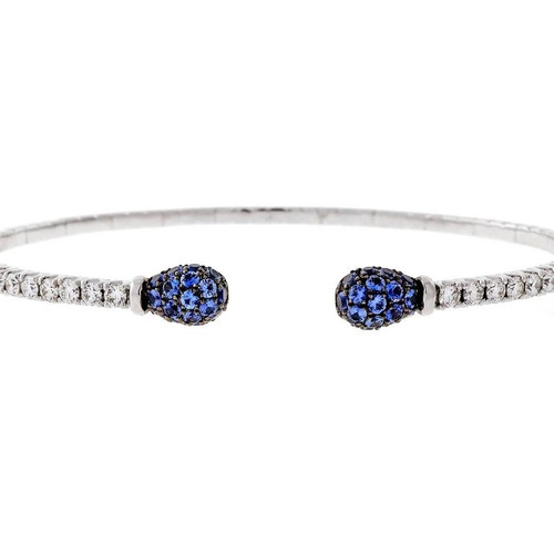 Spark Designer 18k White Gold Diamond Sapphire Cuff Bracelet ...