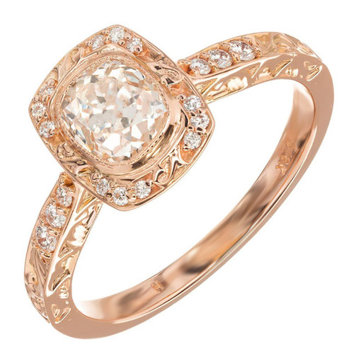 Peter Suchy EGL Certified .96 Carat Diamond Halo Rose Gold Engagement Ring