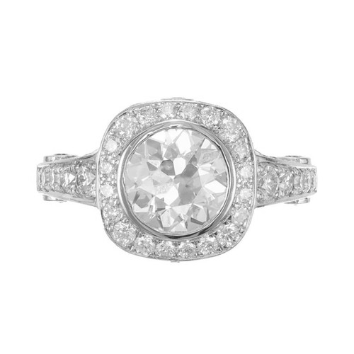 Peter Suchy Diamond Old European Platinum Engagement Ring