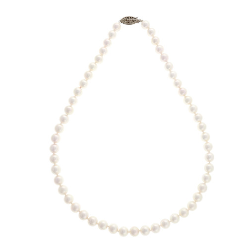 Estate Extra High Grade 7.5mm To 8mm Japanese Akoya Cultured Pearl Necklace 