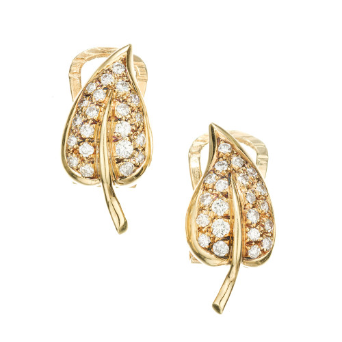 Geschutzt  Diamond Clip Post Earrings Flower Earrings