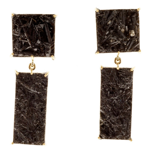 Peter Suchy 36.40 Carat Black Tourmaline Gold Dangle Earrings