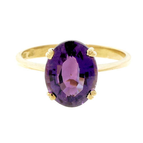 Estate Reddish Purple Amethyst Ring 18k Yellow Gold