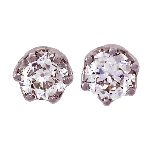 Peter Suchy Transitional Cut Platinum Diamond Earrings