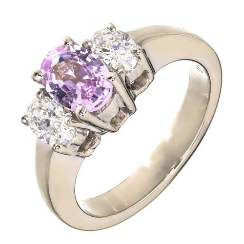 Light Pinkish Purple Sapphire Engagement Ring 14k White Gold Diamond Peter Suchy