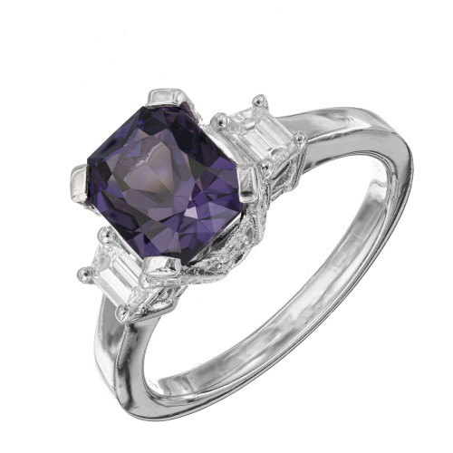 Natalie K GIA Certified 3.33 Carat Purple Sapphire Diamond Platinum Ring