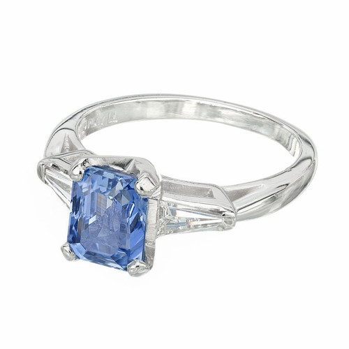 1.98 Carat Sapphire Diamond Platinum Three-Stone Engagement Ring ...