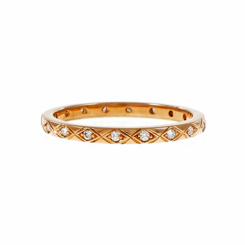 Peter Suchy Antique Inspired Diamond Eternity Band Ring 18k Pink Gold 