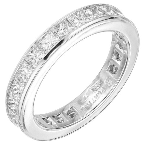 Byard F. Brogan Princess Cut Diamond Eternity Band Ring Platinum