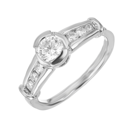 EGL .37 Carat Bezel Set Round Diamond Platinum Engagement Ring