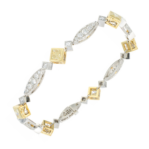 Michael Beaudry Natural Fancy Yellow Diamond Bracelet Platinum 18k Yellow Gold 