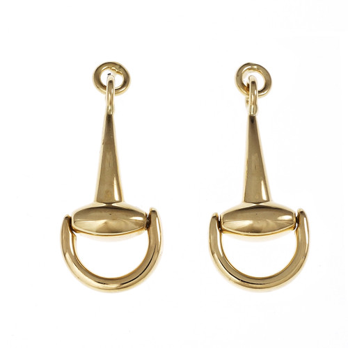 Roberto Coin Cheval Collection Earrings 18k Yellow Gold Stirrup Design 