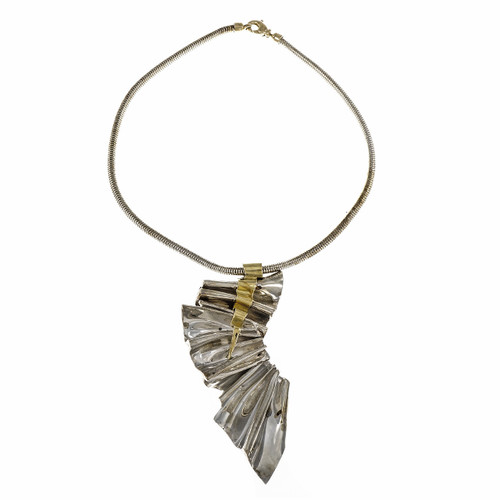 Designer Ribbon Necklace Pin 18k Gold Silver