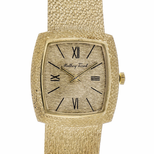 Mathey Tissot 1960's Textured 14k Gold Wristwatch