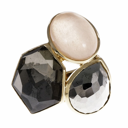 Ippolita Rock Candy Ring Hematite Pyrite Rose Quartz 18k Yellow Gold 