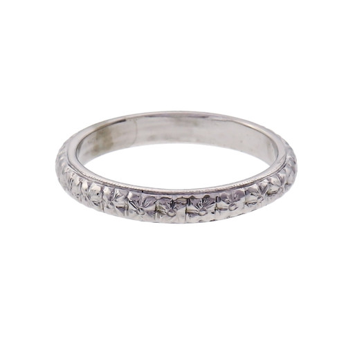 Vintage 1925 White Gold Wedding Band Ring 