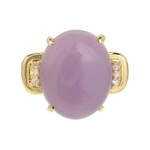 Purple Jadeite Jade Ring 14k Gold Diamond GIA Certified 