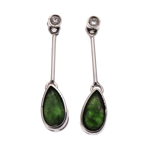 Buy Certified Jadeite Diamond White Gold Dangle Earrings